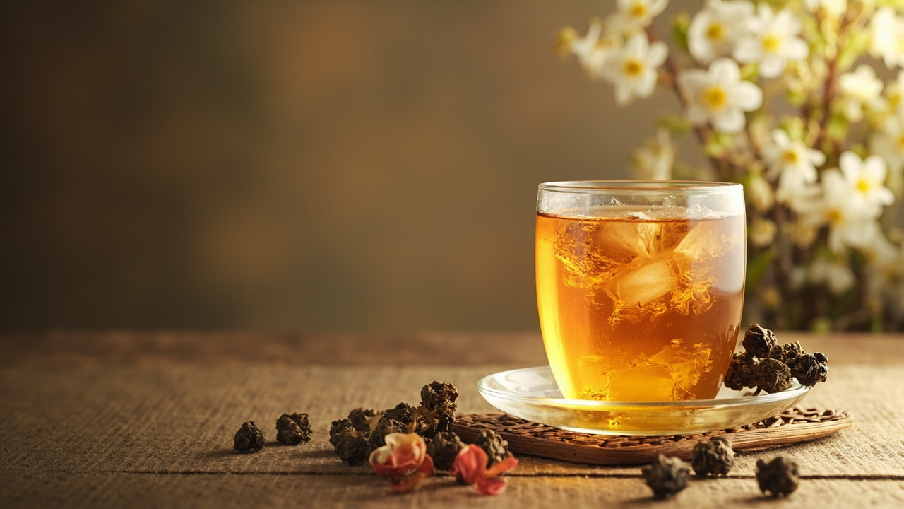 午后办公室中的一杯清香乌龙茶